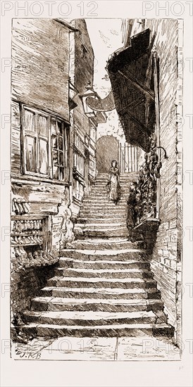 NEWCASTLE, UK, 1881: STAIRS, CASTLE GARTH