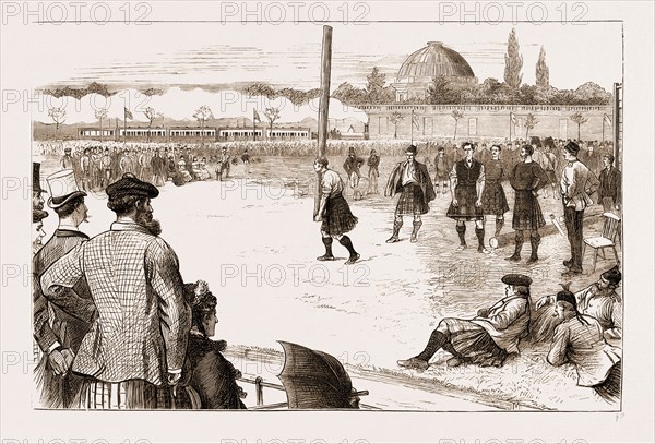 THE SCOTTISH GATHERING AT STAMFORD BRIDGE: TOSSING THE CABER, 1881