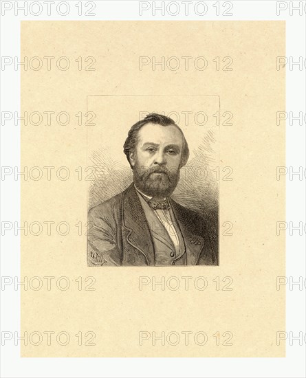 Henri Giffard, French balloonist, head-and-shoulders portrait by E.A. Tilly.