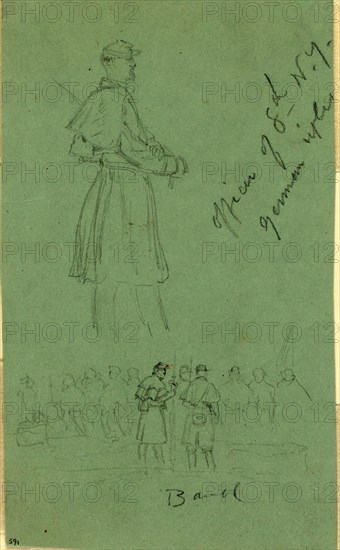 Officer of 8th N.Y. German rifles and Band, 1861-1863, drawing, 1862-1865, by Alfred R Waud, 1828-1891, an american artist famous for his American Civil War sketches, America, US
