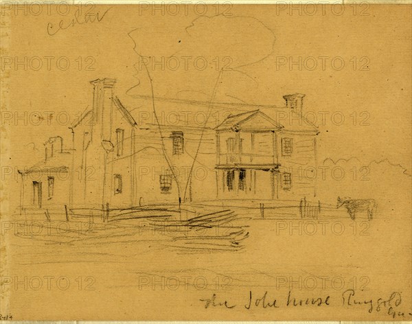 The Jobe house. Ringgold, Ga, 1864, drawing, 1862-1865, by Alfred R Waud, 1828-1891, an american artist famous for his American Civil War sketches, America, US