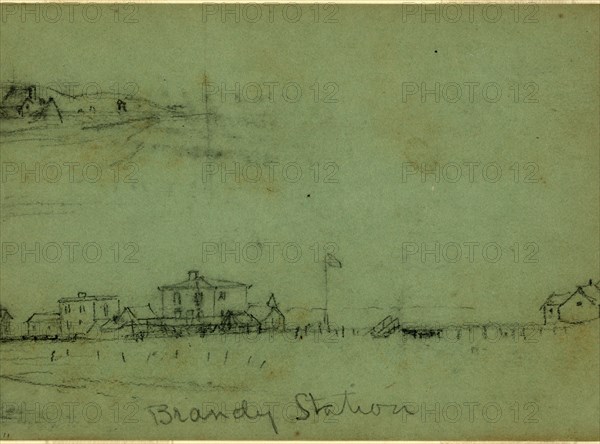 Brandy Station, 1863 ca. June 9, drawing, 1862-1865, by Alfred R Waud, 1828-1891, an american artist famous for his American Civil War sketches, America, US