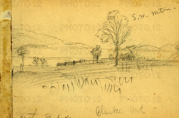 Williston's battery near Fredericksburg 1862, 1862 November-December, drawing on cream paper pencil, 9.8 x 18.3 cm. (sheet), 1862-1865, by Alfred R Waud, 1828-1891, an american artist famous for his American Civil War sketches, America, US