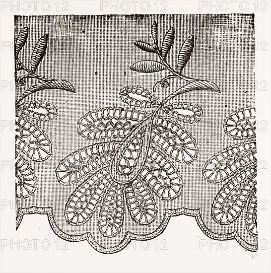 EMBROIDERED EDGING FOR UNDERLINEN, NEEDLEWORK, 19th CENTURY EMBROIDERY