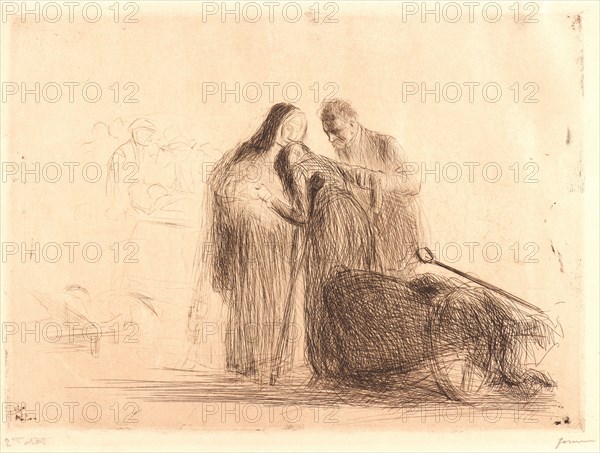 Jean Louis Forain (French, 1852 - 1931). Lourdes: La Paralytique. Etching on wove paper. Plate: 240 mm x 335 mm (9.45 in. x 13.19 in.) (sheet dimensions are irregular).