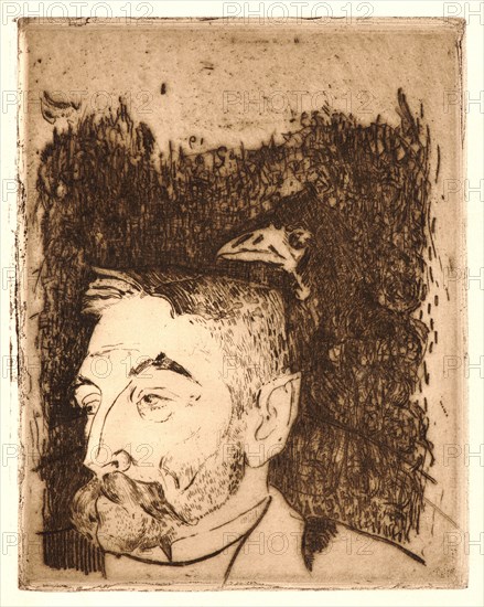 Paul Gauguin (French, 1848 - 1903). Portrait of the Poet, Stéphane Mallarmé, 1891. Etching on laid paper, modern?. Plate: 183 mm x 145 mm (7.2 in. x 5.71 in.). Second of two states.