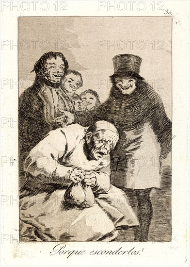 Francisco de Goya (Spanish, 1746-1828). Porque esconderlos? (Why hide them?), 1796-1797. From Los Caprichos, no. 30. Etching, aquatint, and drypoint. Plate: 215 mm x 151 mm (8.46 in. x 5.94 in.).