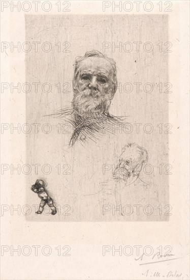 Auguste Rodin (French, 1840 - 1917). Portrait of Victor Hugo de face, 1886. Drypoint. Sixth of nine states.