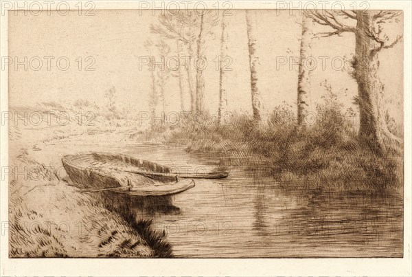 Alphonse Legros (French, 1837 - 1911). The Canal, Morning Light (Le Canal, effet du matin). Drypoint. Third of six states.
