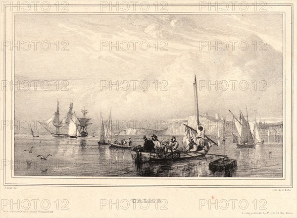 Paul Huet (French, 1803 - 1869). Calme, ca. 1832. From Six Marines. Lithographiées d'aprÃ¨s Nature. Lithograph.