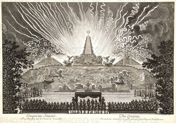 Jean Le Pautre (French, 1618-1682). Cinquieme Journee from â€úDivertissements donnes par le Roiâ€ù, 1676. From Entertainments Given by The King (Divertissements donnes par le Roi). Engraving.