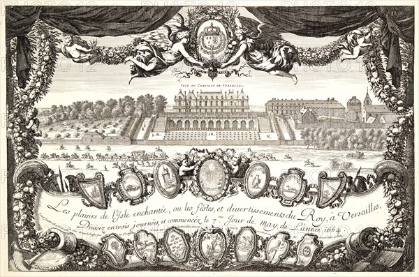 IsraÃ«l Silvestre (French, 1621-1691). Frontispiece, 17th century. From Les Plaisirs de l'Isle Enchantée, ou les Festes, et Divertissements du Roy, Ã  Ve. Engraving. Plate: 279 mm x 425 mm (10.98 in. x 16.73 in.).