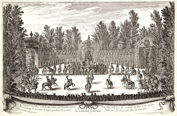 IsraÃ«l Silvestre (French, 1621-1691). Plate from â€úPremiere Journeeâ€ù, 17th century. From Les Plaisirs de l'Isle Enchantée, ou les Festes, et Divertissements du Roy, Ã  Ve. Engraving. Plate: 279 mm x 425 mm (10.98 in. x 16.73 in.).