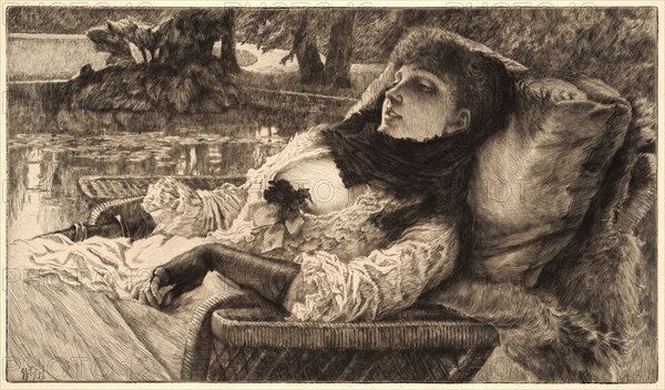 James Tissot (French, 1836 - 1902). Soiré d'Ãâté, 1881. Etching and drypoint on Van Gelder handmade laid paper. Plate: 280 mm x 320 mm (11.02 in. x 12.6 in.).