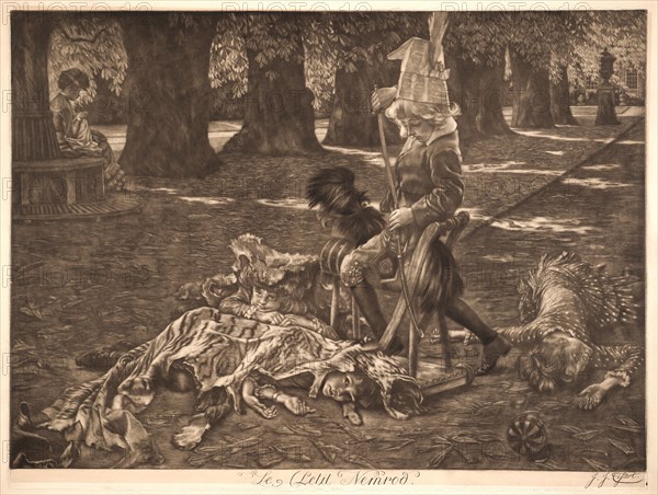 James Tissot (French, 1836 - 1902). Le Petit Nemrod, 1886. Mezzotint printed in brown-black on chine collé. Plate: 422 mm x 565 mm (16.61 in. x 22.24 in.). Second of two states.