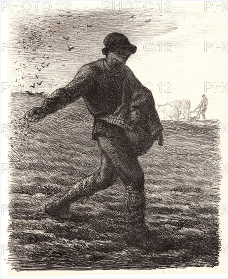 Jean-FranÃ§ois Millet (French, 1814 - 1875). The Sower (Le Semeur), 1851- 1879. Lithograph on chine colle. Image: 191 mm x 158 mm (7.52 in. x 6.22 in.). Third of three states.