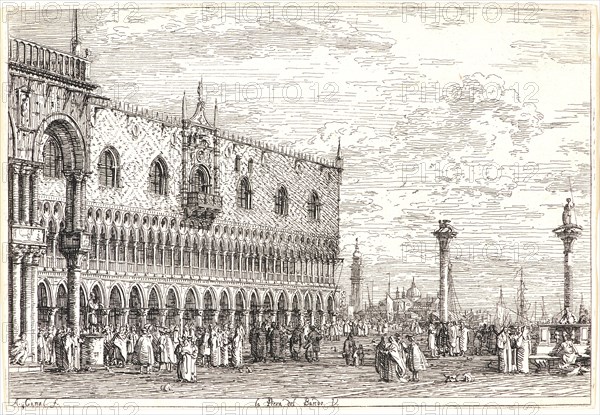 Canaletto (aka Antonio Canale) (Italian, 1697 - 1768). The Proclamation Stone in the Piazzetta (La Piera del Bando Ã  Venise), 18th century. First of three states.