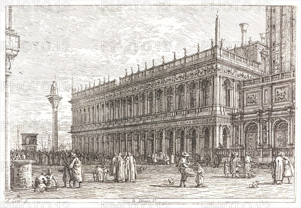 Canaletto (aka Antonio Canale) (Italian, 1697 - 1768). La "Libreria V" de Venise, 18th century. Etching. Second state.