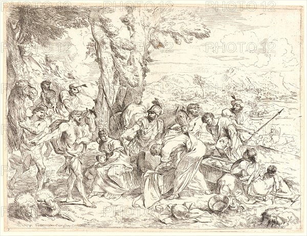 Giovanni Benedetto Castiglione (Italian, 1609 - 1664). The Belongings of Laban (Les Ãâquipages de Jacob), 17th century. Etching.
