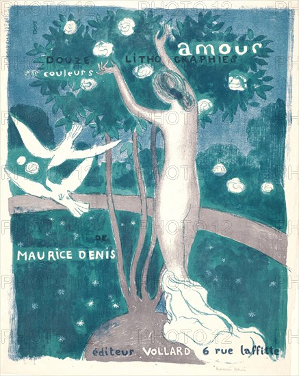 Maurice Denis (French, 1870 - 1943). Love (Amour), 1892-1899. Lithograph printed in three colors (grey, green, and blue). Image: 690 mm x 480 mm (27.17 in. x 18.9 in.).