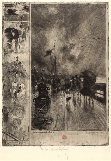 Félix Hilaire Buhot (French, 1847 - 1898). Landing in England (Un Débarquement en Angleterre), 1879. Etching and aquatint on Holland paper. Second or third state.