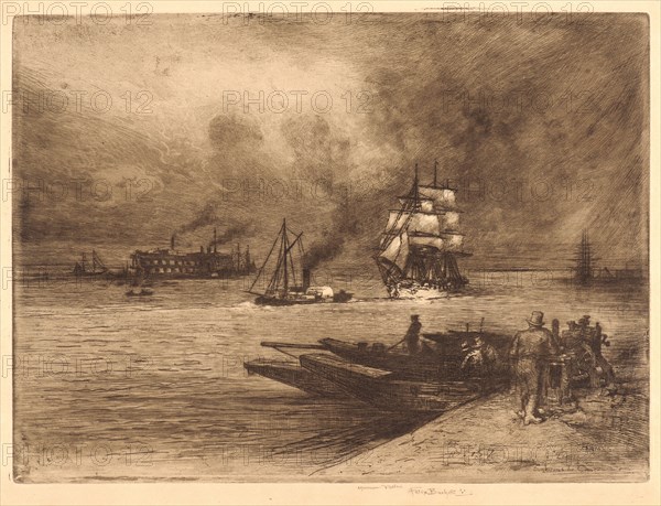 Félix Hilaire Buhot (French, 1847 - 1898). The Thames near Gravesend (Environs de Gravesend), 19th century. Etching, drypoint, and aquatint. Between fifth and sixth states.