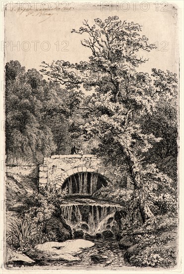 EugÃ¨ne-Stanislas-Alexandre Blery (French, 1805 - 1887). Waterfall, 19th century. Etching.