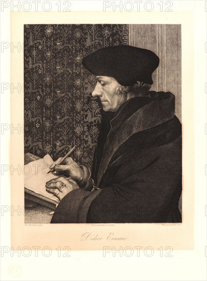 Félix Bracquemond (French, 1833 - 1914) after Hans Holbein the Younger (German, 1497/1498 - 1543). Portrait of Erasmus. Photogravure.