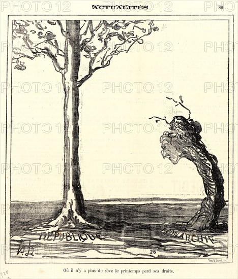 Honoré Daumier (French, 1808 - 1879). Ou il n'y a plus de sÃ¨ve le printemps perd ses droits, 1872. From Actualités. Lithograph on newsprint paper. Image: 230 mm x 210 mm (9.06 in. x 8.27 in.). Second of two states.