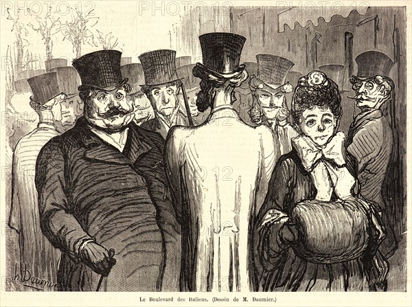 C. Maurand (French, active 19th century) after Honoré Daumier (French, 1808 - 1879). Boulevard des Italiens, 1862. Wood engraving on newsprint paper. Image: 160 mm x 224 mm (6.3 in. x 8.82 in.).