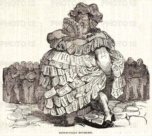 Honoré Daumier (French, 1808 - 1879). Mademoiselle Monarchie, 1834. Wood engraving on newsprint paper. Image: 180 mm x 212 mm (7.09 in. x 8.35 in.).