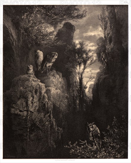 Alexandre Calame (Swiss, 1810 - 1864). Twilight (Le Crepuscule), 1852. From Oeuvres de A. Calame. Lithograph.