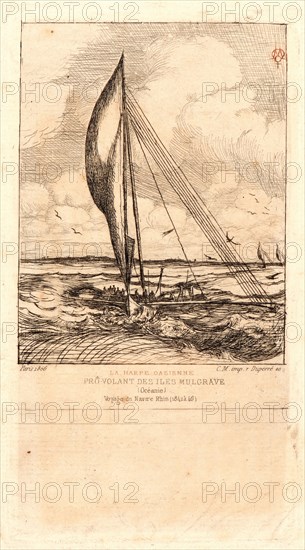 Charles Meryon (French, 1821 - 1868). Swift-Sailing Proa, Mulgrave Archipelago, Oceania (PrÃ´-Volant des Ãéles Mulgraves: Océanie), 1866. Etching.