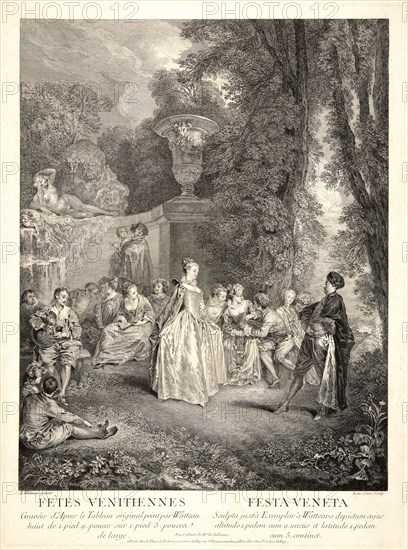 Laurent Cars (French, 1699-1771) after Jean-Antoine Watteau (French, 1684 - 1721). FÃªtes Vénitiennes, 1732 (or 1735). Etching and engraving on laid paper. Plate: 503 mm x 370 mm (19.8 in. x 14.57 in.). Fifth of six states.
