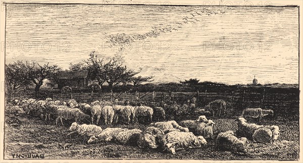 Charles FranÃ§ois Daubigny (French, 1817 - 1878). Le Grand Parc a Moutons, 1862. From Quarante Clichés-Glace. Cliché-verre.