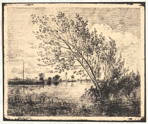 Charles FranÃ§ois Daubigny (French, 1817 - 1878). Le Bouquet d'Aunes, 1862. From Quarante Clichés-Glace. Cliché-verre.