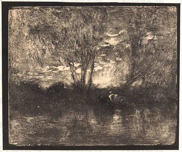 Charles FranÃ§ois Daubigny (French, 1817 - 1878). Vaches a Labreuvoir, 1862. From Quarante Clichés-Glace. Cliché-verre.