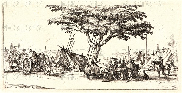 Jacques Callot (French, 1592 - 1635). The Encampment (Le Campement), 1636. From The Small Miseries of War (Les Petites MisÃ¨res de la Guerre). Etching. Second of two states.