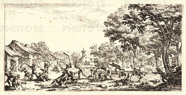 Jacques Callot (French, 1592 - 1635). The Revenge of the Peasants (La Revanche des Paysans), 1636. From The Small Miseries of War (Les Petites MisÃ¨res de la Guerre). Etching. Second of two states.