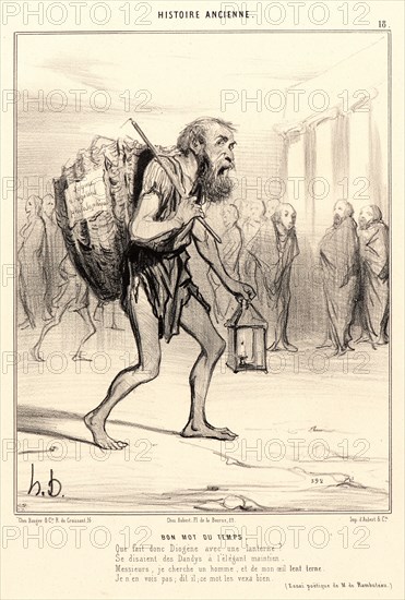 Honoré Daumier (French, 1808 - 1879). Bon Mot du Temps, 1842. From Histoire Ancienne. Lithograph on white wove paper. Image: 243 mm x 190 mm (9.57 in. x 7.48 in.) (image dimensions are for composition). Second of three states.