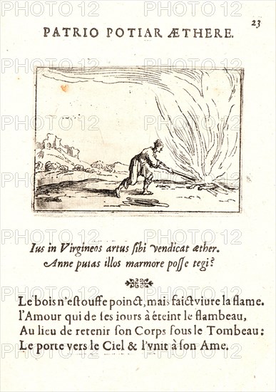 Jacques Callot (French, 1592 - 1635). Homme Attisant un Feu, 17th century. From The Life of the Virgin in Emblems (La Vie de la MÃ¨re de Dieu représentée par des. Etching. First of two states.