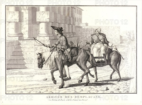 Anonymous. Arrival of the Replacements (Arrivée des Remplacans), ca. 1805. Etching on laid paper. Plate: 263 mm x 359 mm (10.35 in. x 14.13 in.).