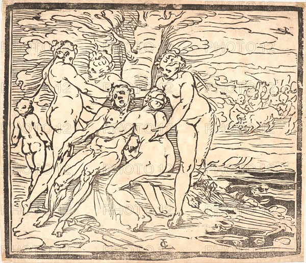 Luca Cambiaso (Italian, 1527 - 1585). Venus Mourning the Death of Adonis, 16th century. Woodcut. Image: 264 mm x 305 mm (10.39 in. x 12.01 in.).