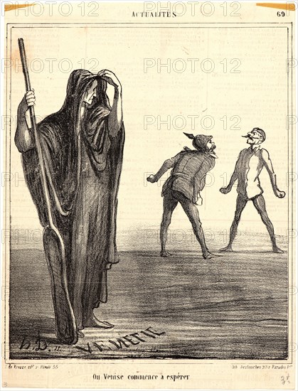 Honoré Daumier (French, 1808 - 1879). Ou Venise Commence a Esperer, 1866. Lithograph on newsprint paper. Image: 238 mm x 199 mm (9.37 in. x 7.83 in.). Second of two states.