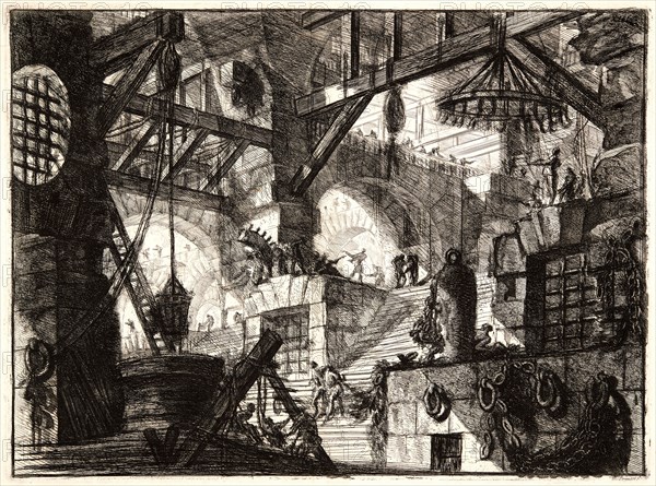 Giovanni Battista Piranesi (Italian, 1720 - 1778). The Well, 1761. From Carceri d'Invenzione di G. Battista Piranesi, Archit[etto] Vene[ziano]. Etching on laid paper. Plate: 407 mm x 550 mm (16.02 in. x 21.65 in.). Fifth of six states.