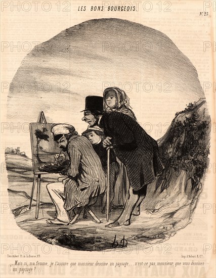 Honoré Daumier (French, 1808 - 1879). Mais si, ma femme, je t'assure..., 1846. From Les Bons Bourgeois. Lithograph on wove newsprint paper. Image: 255 mm x 224 mm (10.04 in. x 8.82 in.). Second of two states.