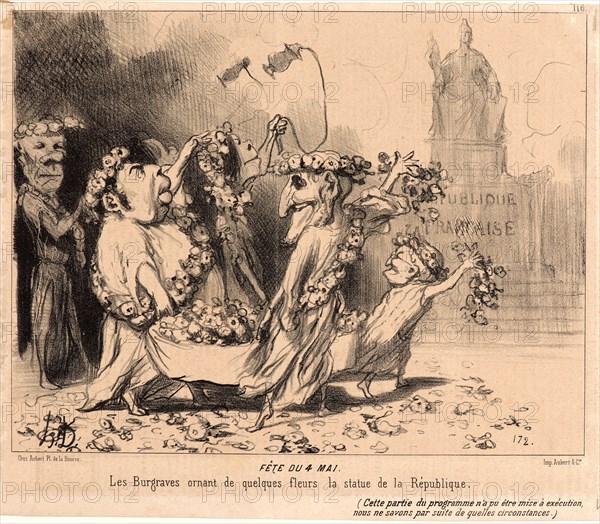 Honoré Daumier (French, 1808 - 1879). FÃªte du 4 Mai, 1850. From Actualités. Lithograph on wove newsprint paper. Image: 208 mm x 269 mm (8.19 in. x 10.59 in.). Second of two states.