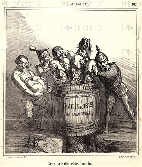 Honoré Daumier (French, 1808 - 1879). Renouvelé des petites DanaiÂ¨des, 1866. From Actualités. Lithograph on wove newsprint paper. Image: 239 mm x 219 mm (9.41 in. x 8.62 in.). Third of four states.