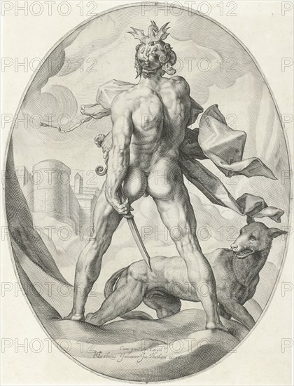 Mars in the clouds, Jacob Matham, Rudolf II van Habsburg (Duits keizer), 1599 - 1603