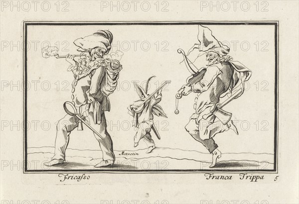 Fricasso, Mezzetino and Franca Trippa, Anthonie de Winter, Jacques Callot, Cornelis Danckerts (II), 1668 - 1707